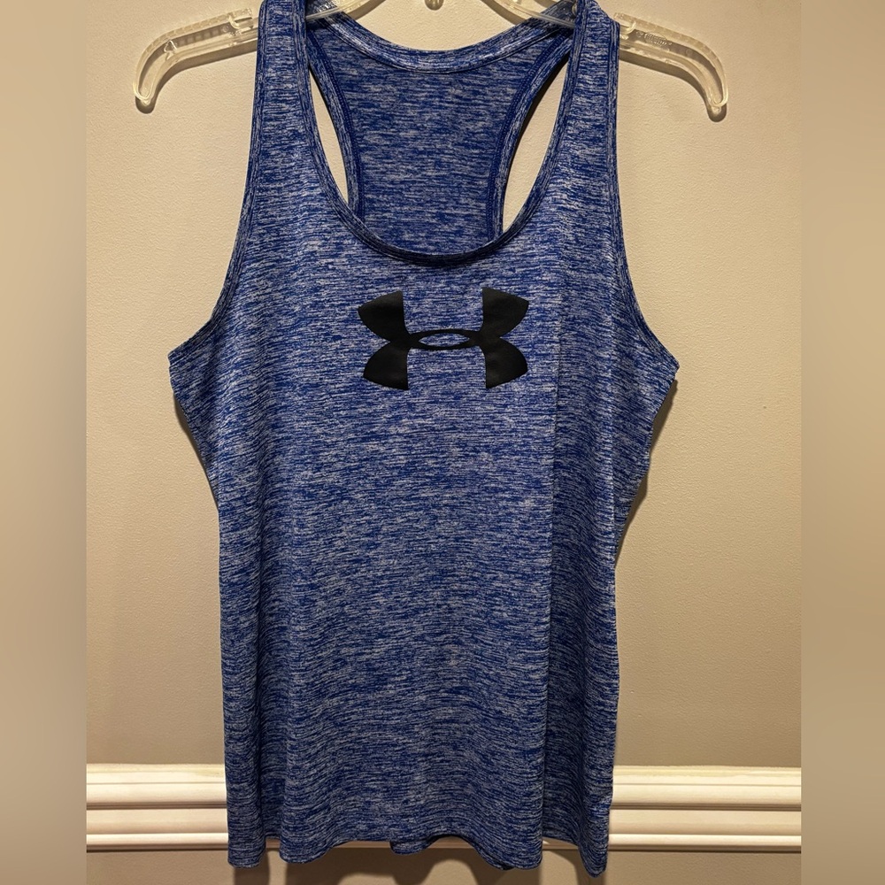 Two Women's Under Armour Tank Tops Gray is a Large & Blue is Medium